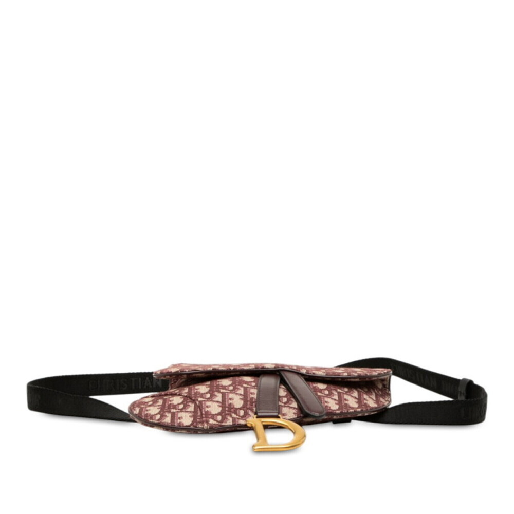 Christian Dior Dior Oblique Trotter Saddle Body Bag Waist Belt Wine Red Beige... - Picture 3 of 6